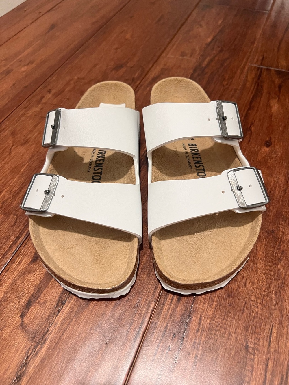 Birkenstock White Arizona Two-Strap Sandals 38 7.5/8 New
